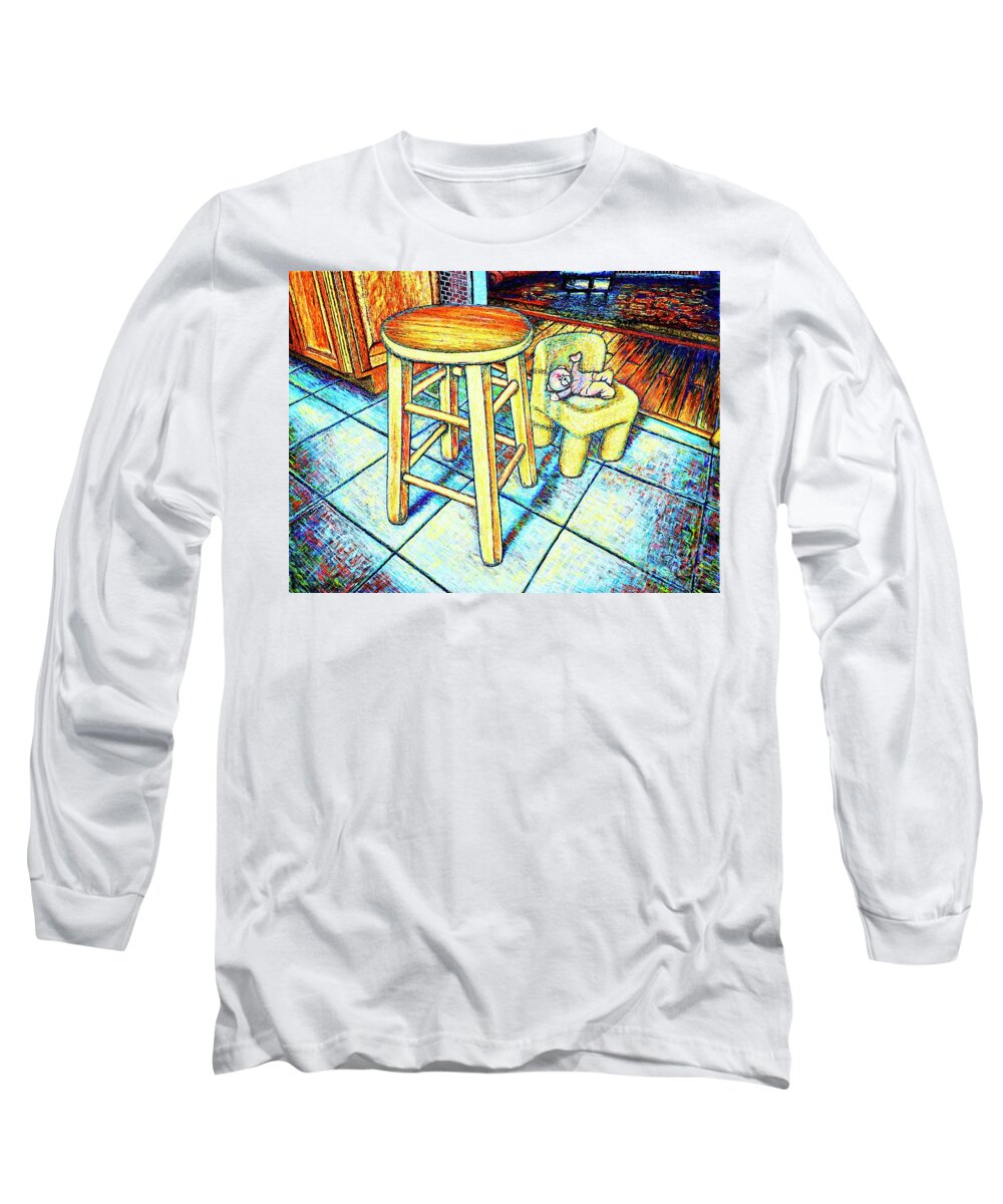 Stool Long Sleeve T-Shirt featuring the painting Stool by Viktor Lazarev