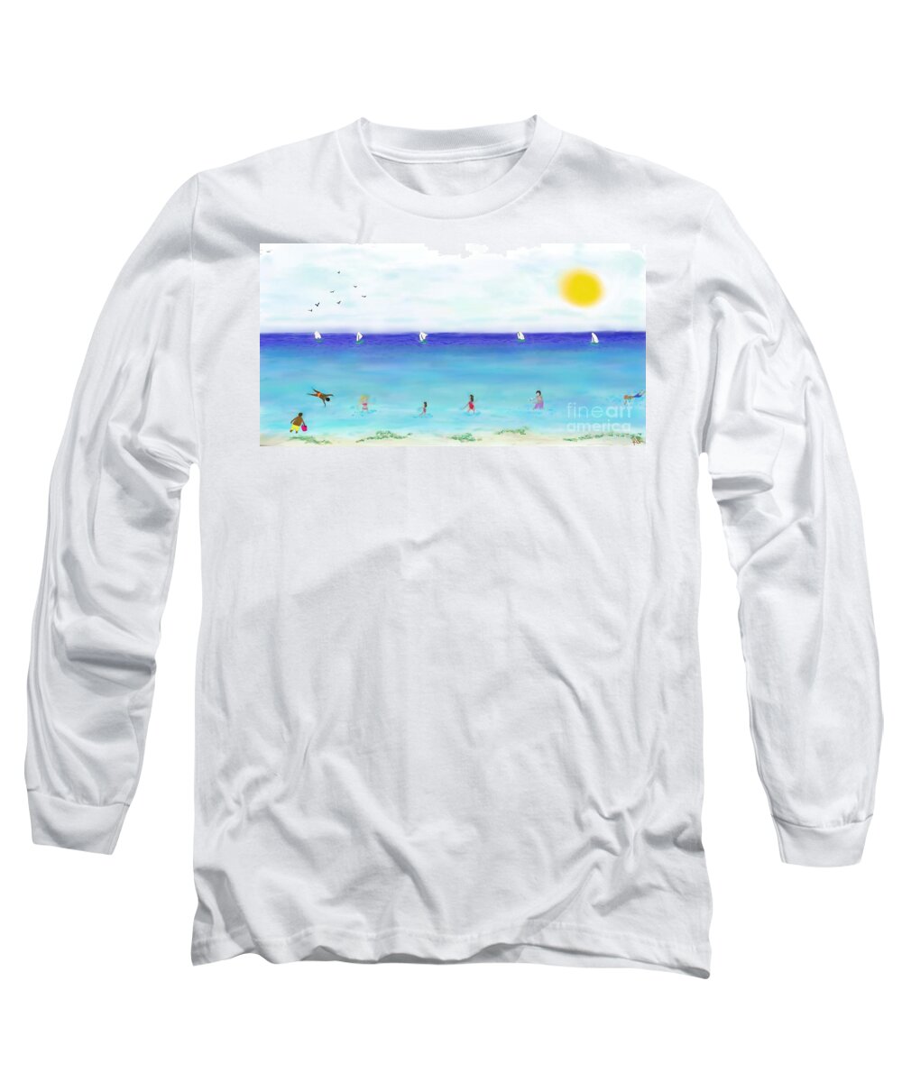 Summer Long Sleeve T-Shirt featuring the digital art Summer Holiday by Reina Resto