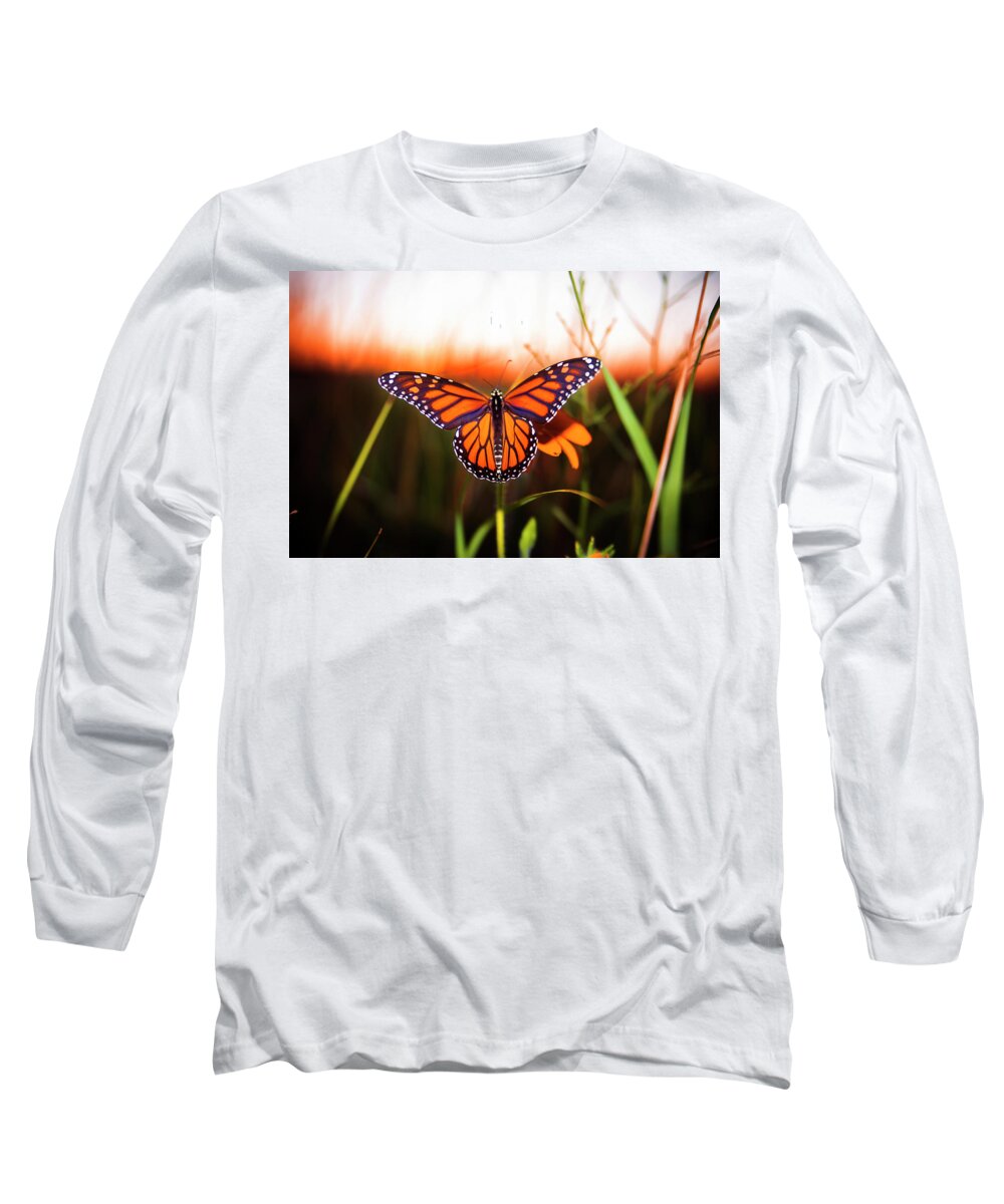  Long Sleeve T-Shirt featuring the photograph Sunbathing Monarch by Nicole Engstrom