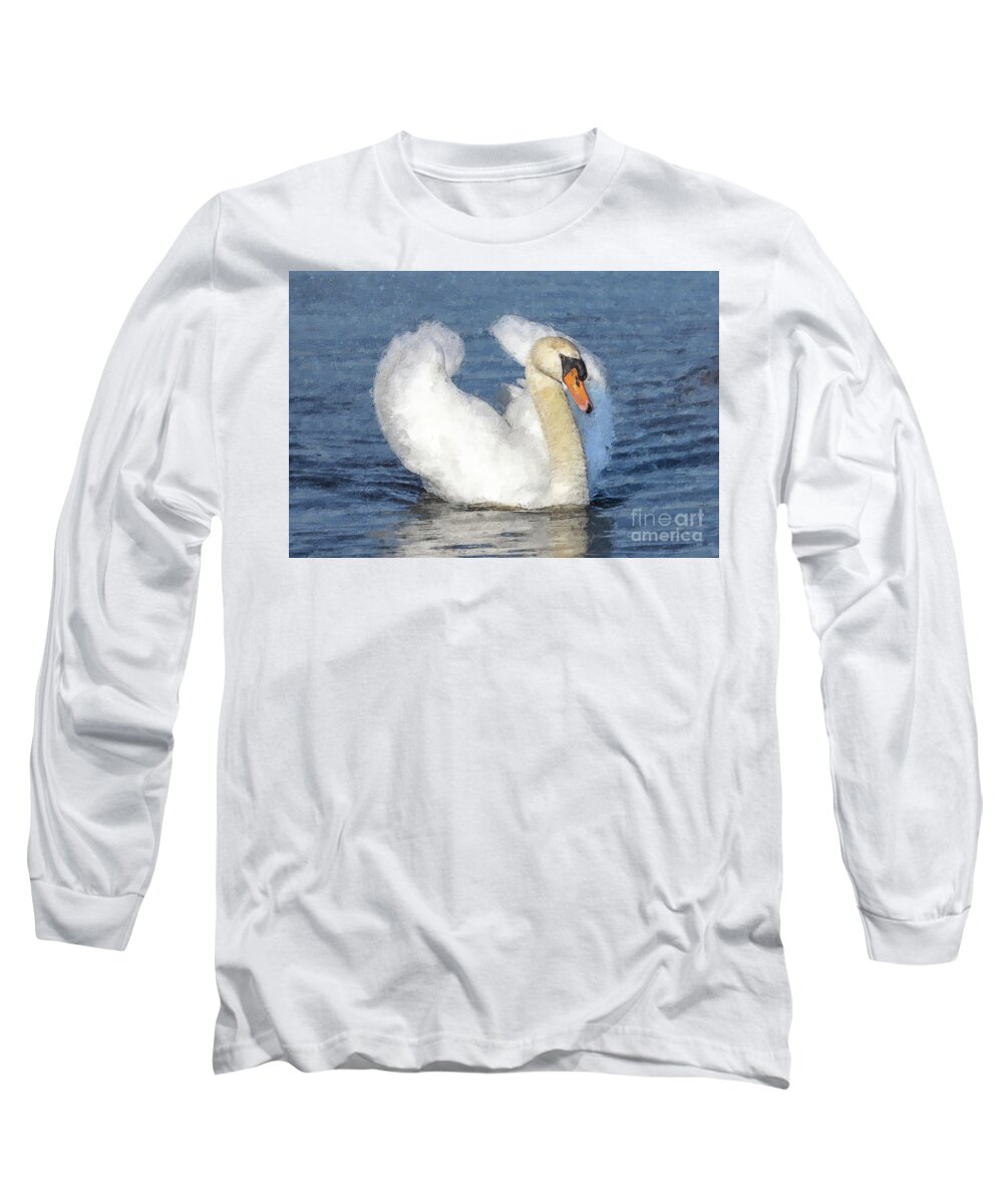 Paint Long Sleeve T-Shirt featuring the photograph Swan paint by MPhotographer