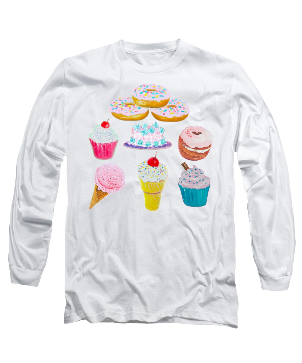 Ice Cream Long Sleeve T-Shirt featuring the painting Sweets and Treats and all things Nice by Jan Matson