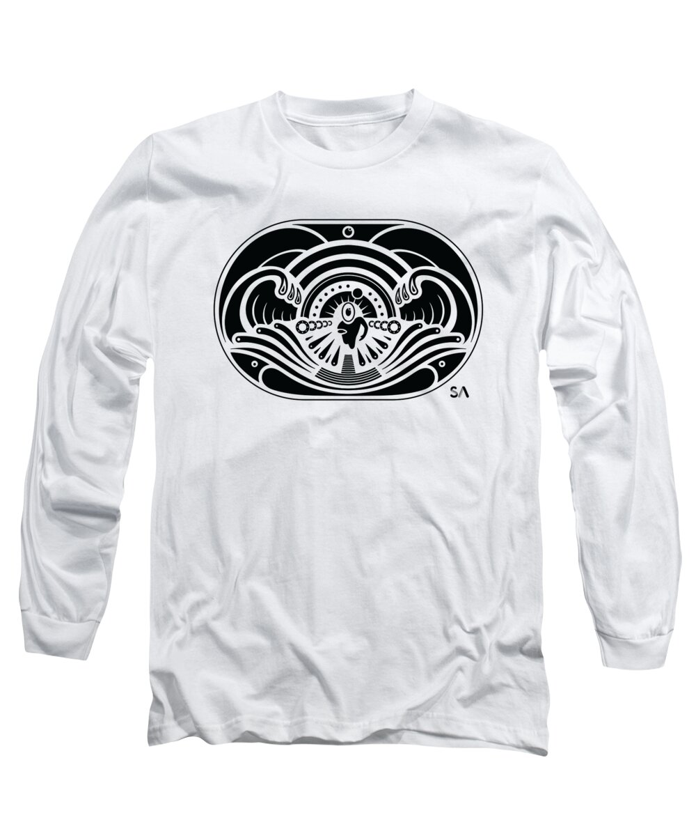 Black And White Long Sleeve T-Shirt featuring the digital art Swimmer by Silvio Ary Cavalcante