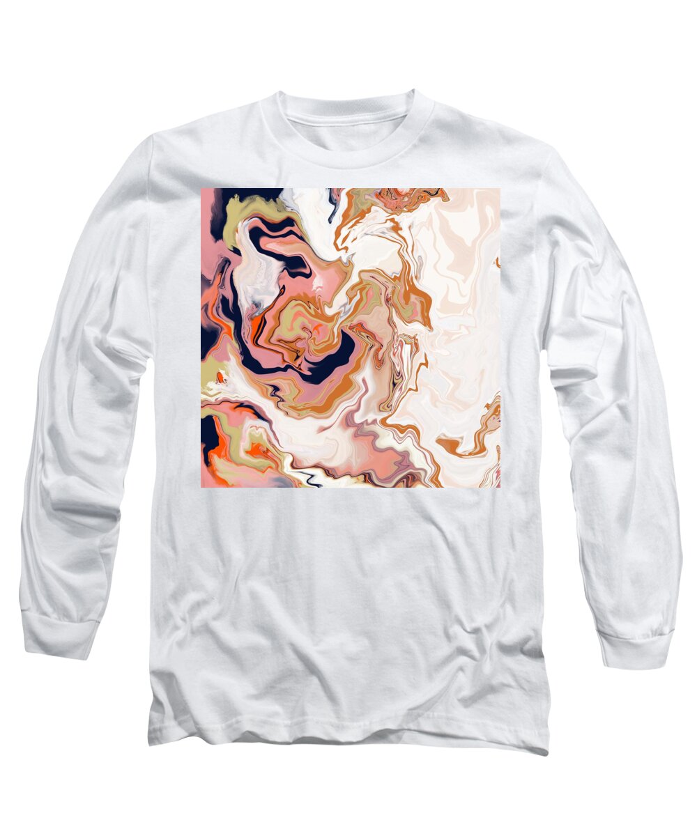 Marble Long Sleeve T-Shirt featuring the digital art Swirl by Itsonlythemoon -