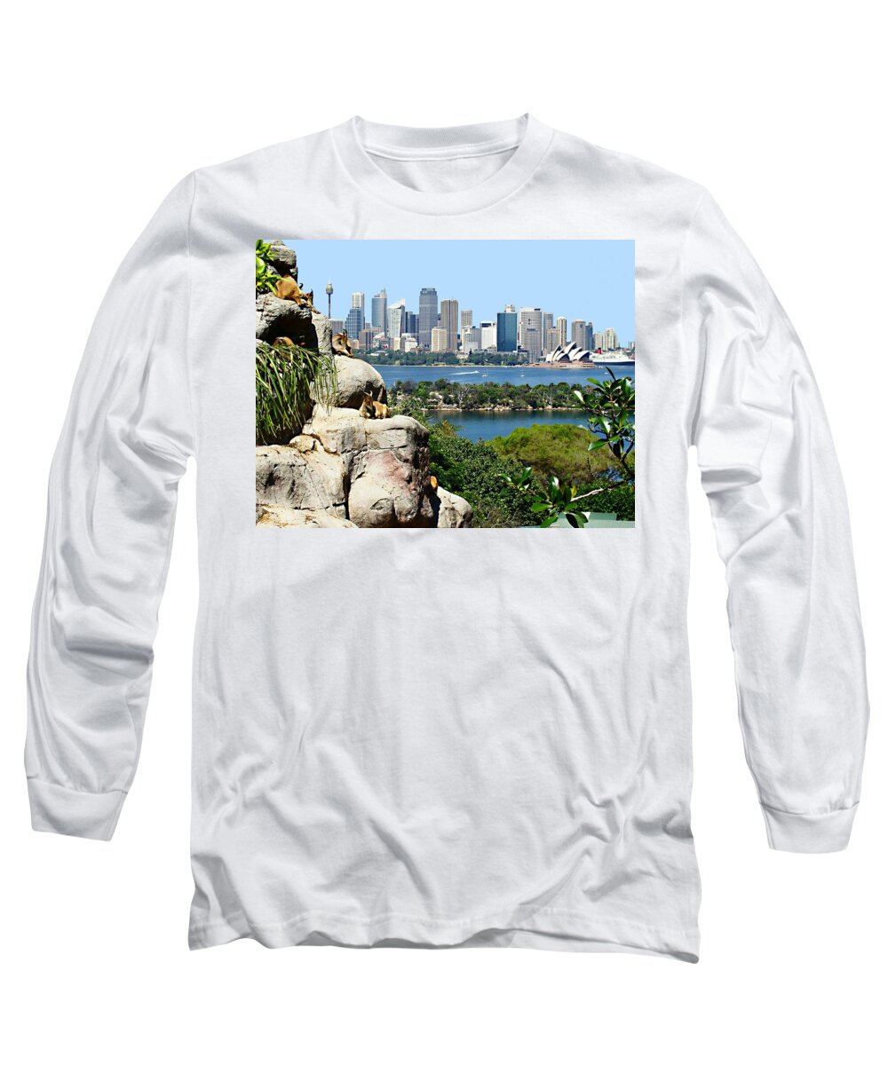 Sydney Harbor From The Zoo Long Sleeve T-Shirt featuring the photograph Sydney Harbor From The Zoo by Ellen Henneke