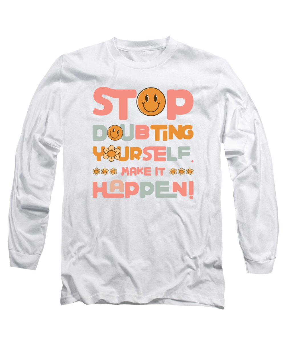 Test Long Sleeve T-Shirt featuring the digital art Test Day Flower Smiley Testing Exam for Teachers and Students by Toms Tee Store
