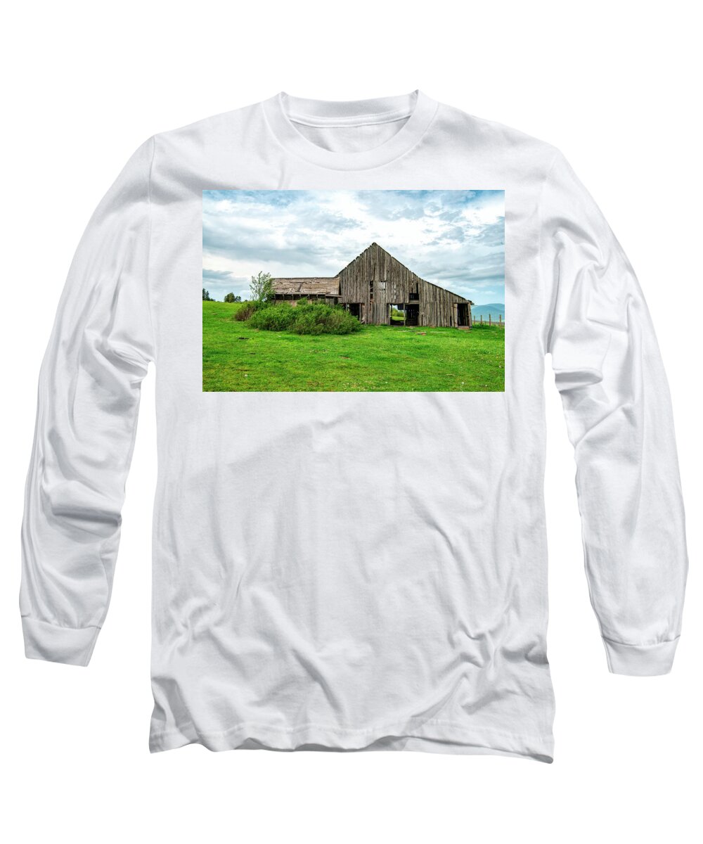 Barn Long Sleeve T-Shirt featuring the photograph The Barn No More by Pamela Dunn-Parrish