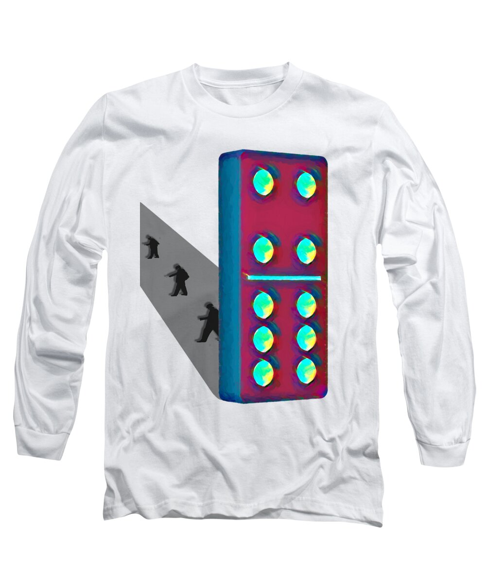 Domino Long Sleeve T-Shirt featuring the digital art The Last Domino by John Haldane