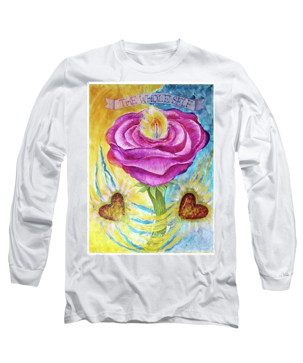 Am I Long Sleeve T-Shirt featuring the painting The Rose and Its Thorns Love the Whole Self by Feather Redfox