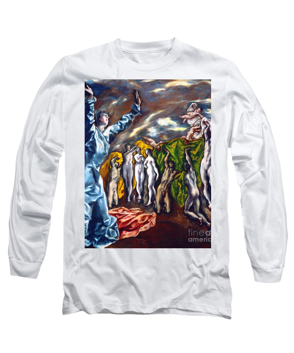 The Vision Of Saint John Long Sleeve T-Shirt featuring the painting The Vision of Saint John or The Opening of the Fifth Seal by El Greco