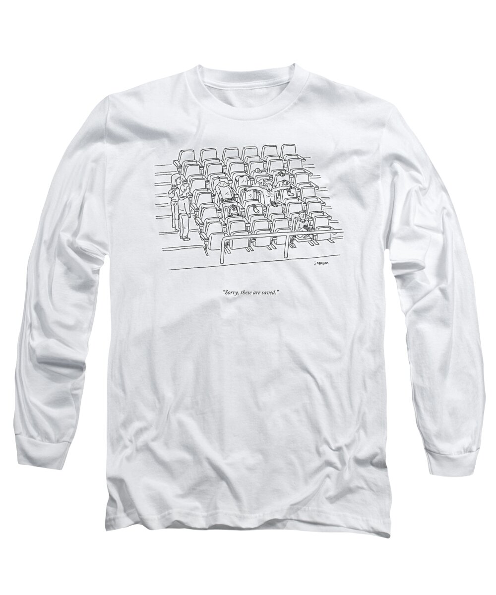 sorry Long Sleeve T-Shirt featuring the drawing These Are Saved by Jeremy Nguyen