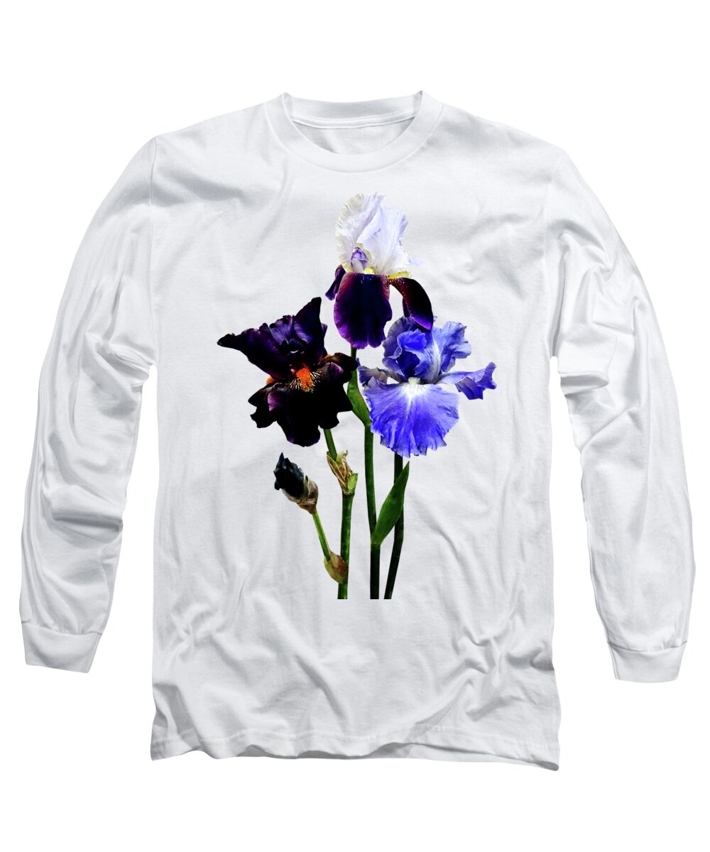Iris Long Sleeve T-Shirt featuring the photograph Three Kinds of Irises by Susan Savad