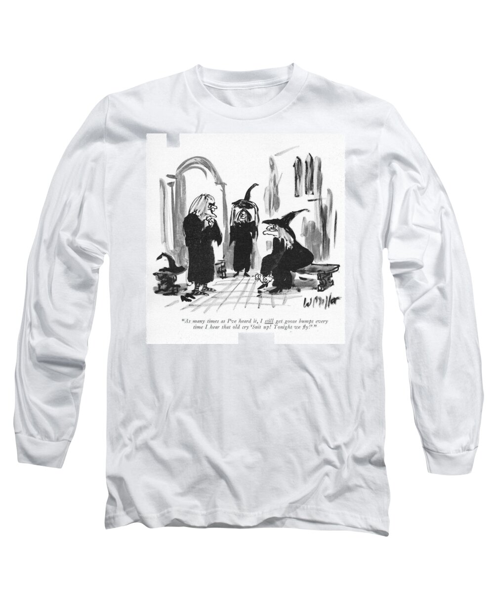 as Many Times As I've Heard It Long Sleeve T-Shirt featuring the drawing Tonight We Fly by Warren Miller