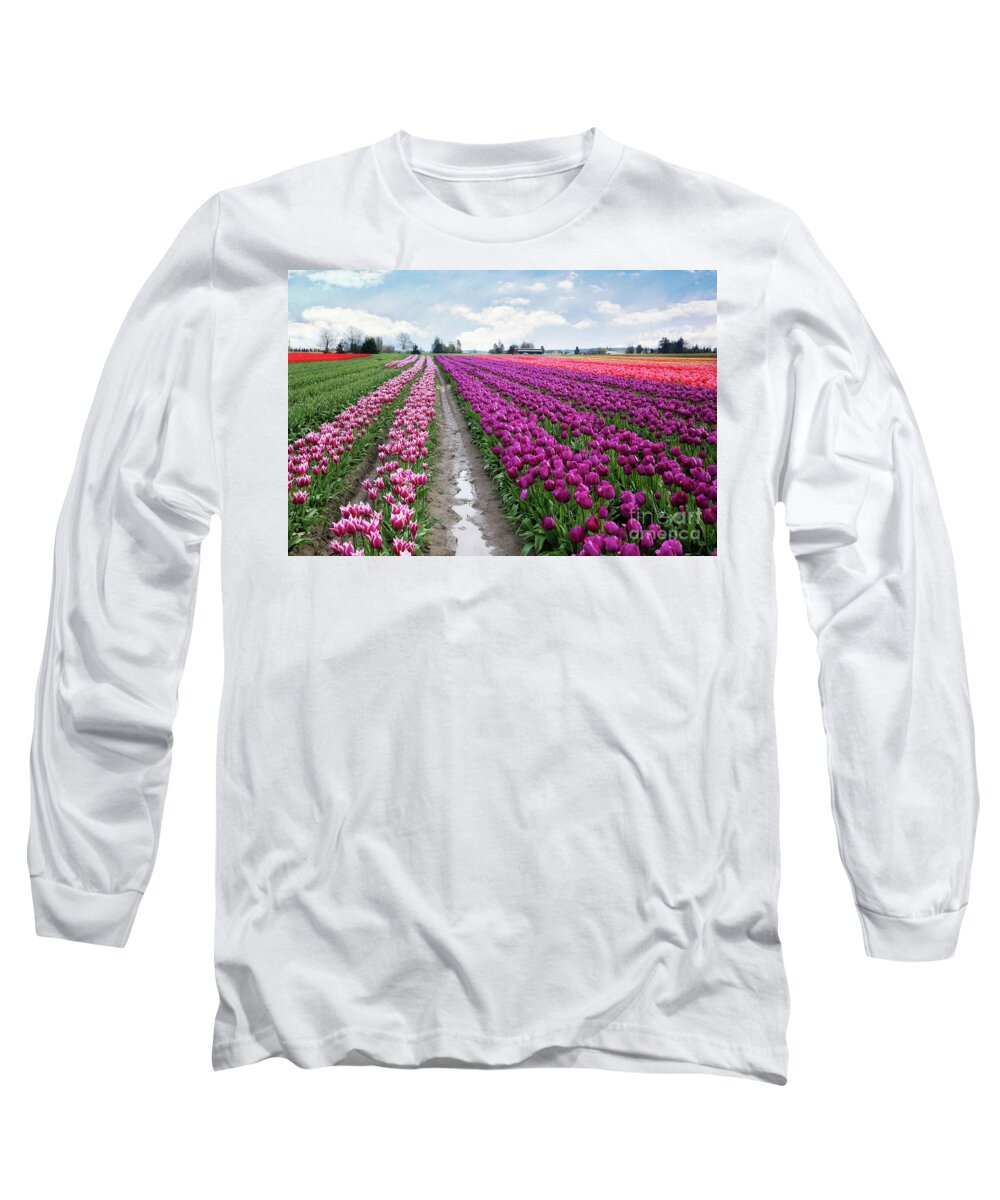 Tulips Long Sleeve T-Shirt featuring the photograph Tulip Fields by Sylvia Cook