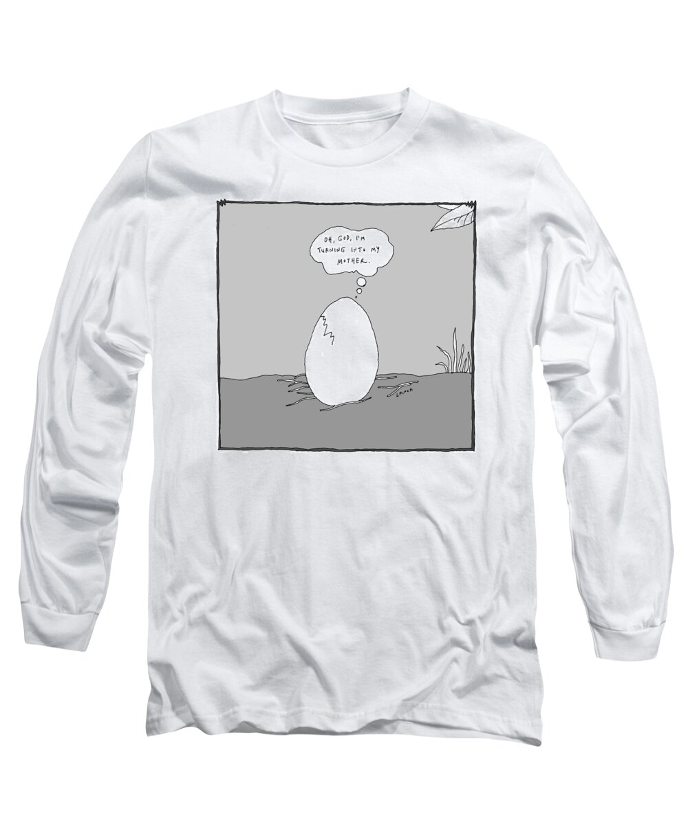 Oh Long Sleeve T-Shirt featuring the drawing Turning Into My Mother by Liana Finck