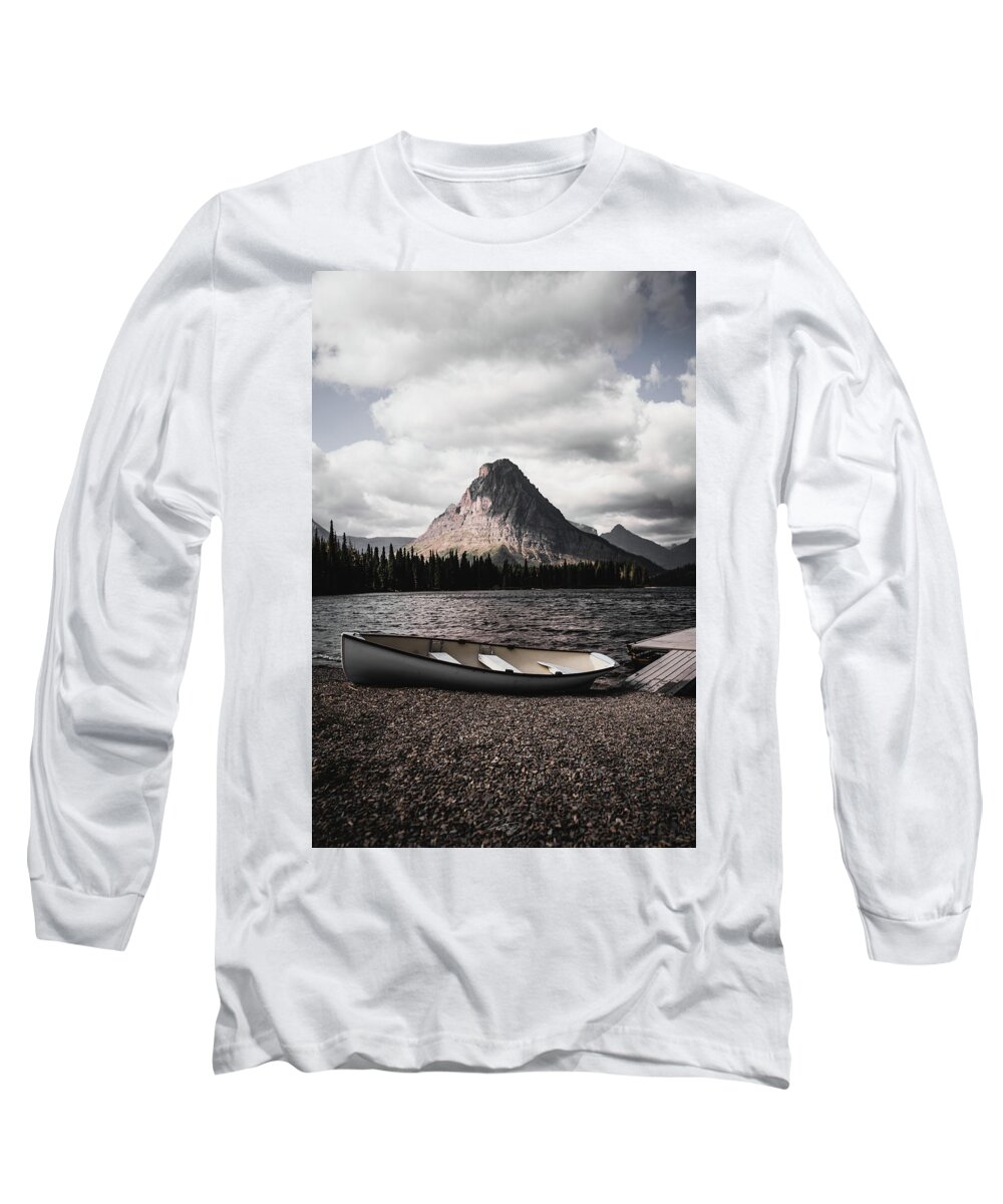  Long Sleeve T-Shirt featuring the photograph Two Medicine Canoe by William Boggs