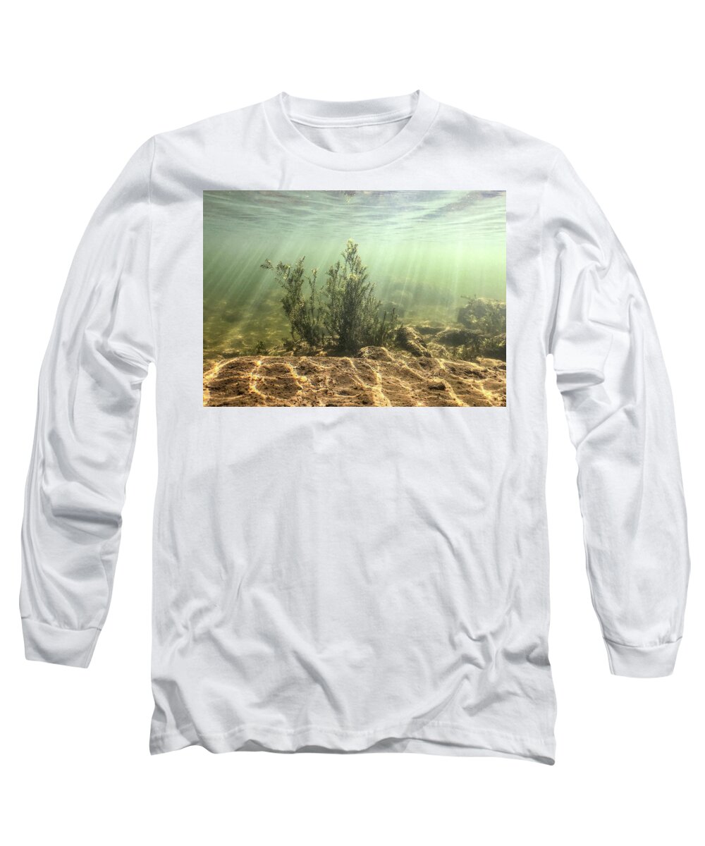 Water Long Sleeve T-Shirt featuring the photograph Underwater Photography - Lackawaxen River Pennsylvania by Amelia Pearn