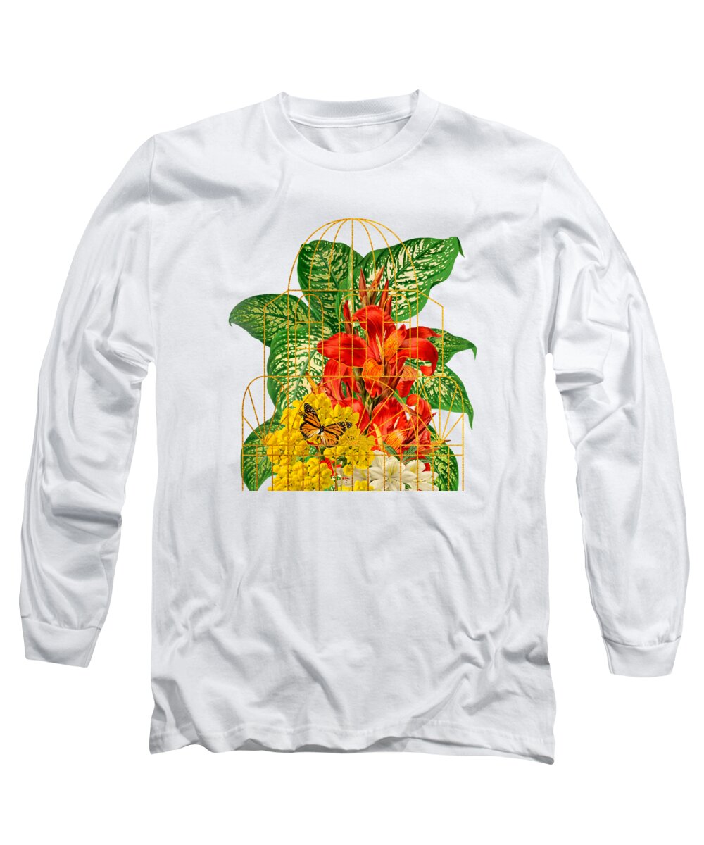 Monarch Butterfly Long Sleeve T-Shirt featuring the digital art Vintage Botanical Series 4 by HH Photography of Florida