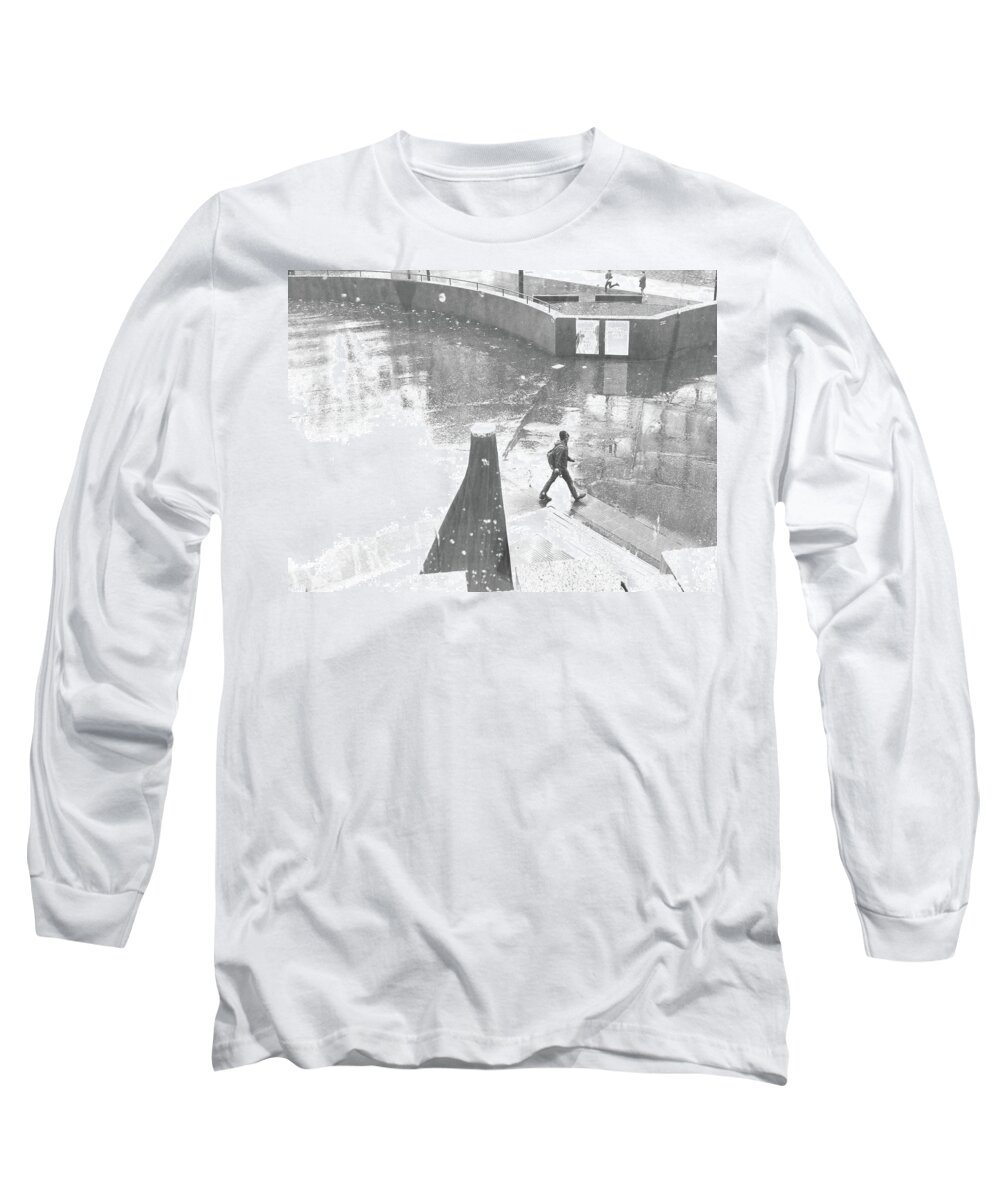 Walking Rainy Street London Long Sleeve T-Shirt featuring the photograph Walker by Linnie Greenberg