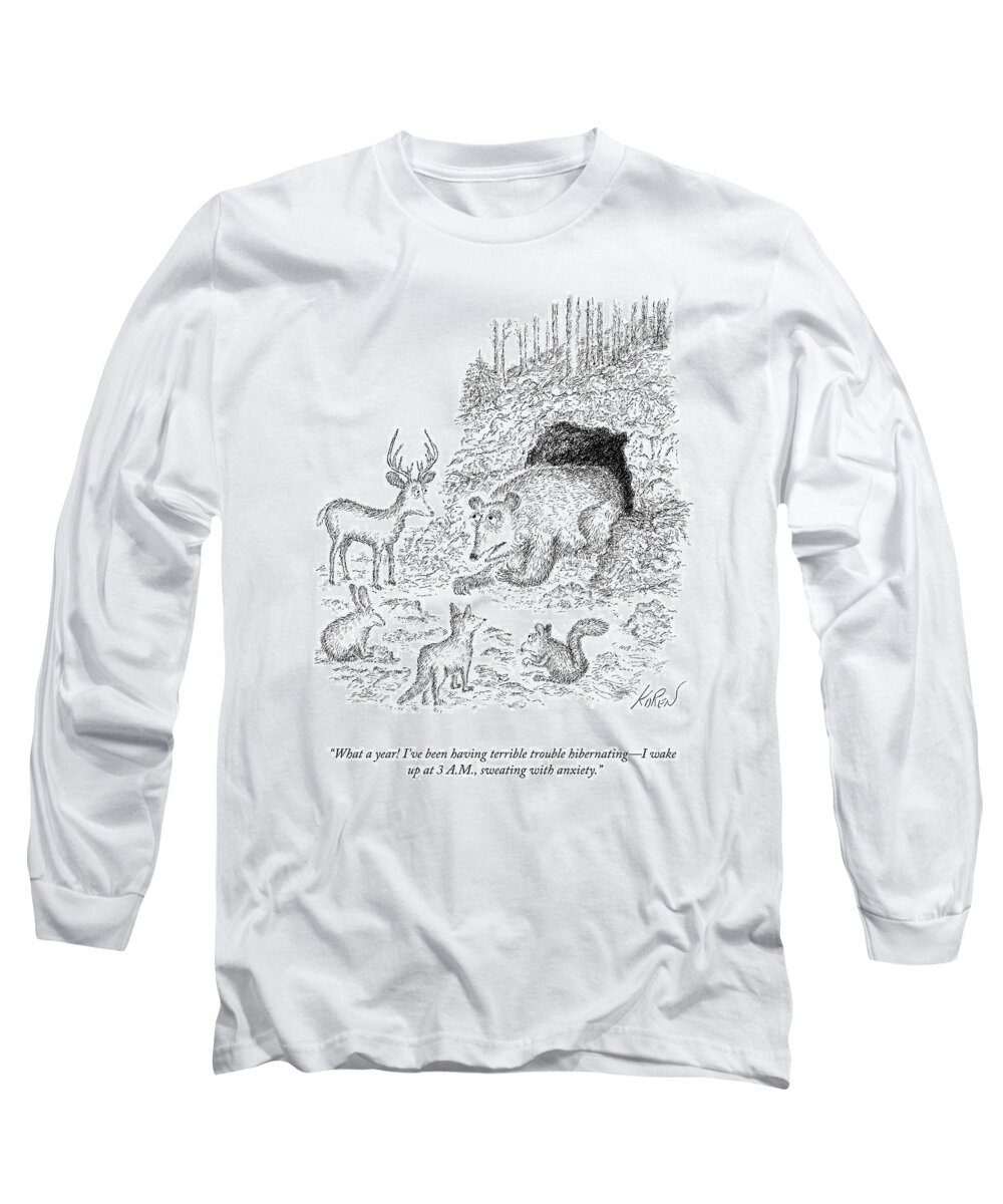 A24956 Long Sleeve T-Shirt featuring the drawing What A Year by Edward Koren