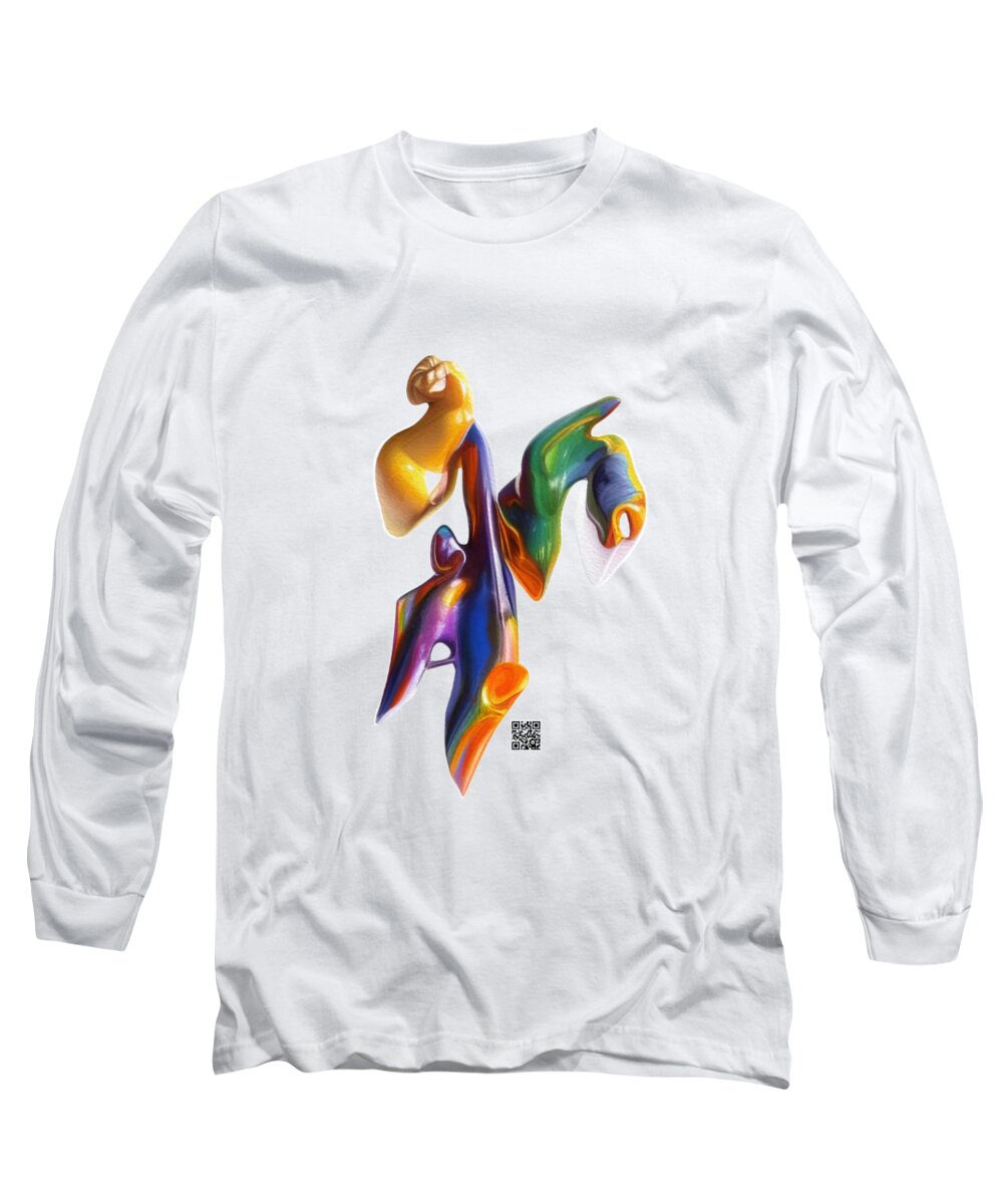 Abstract Long Sleeve T-Shirt featuring the digital art What are You Doing? by Rafael Salazar