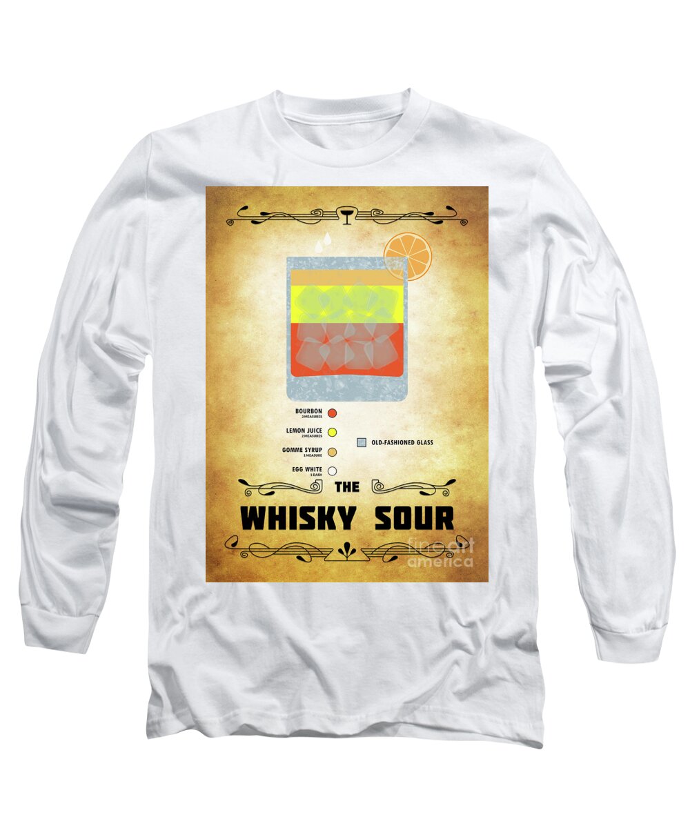 Martini Long Sleeve T-Shirt featuring the digital art Whisky Sour Cocktail - Classic by Bo Kev