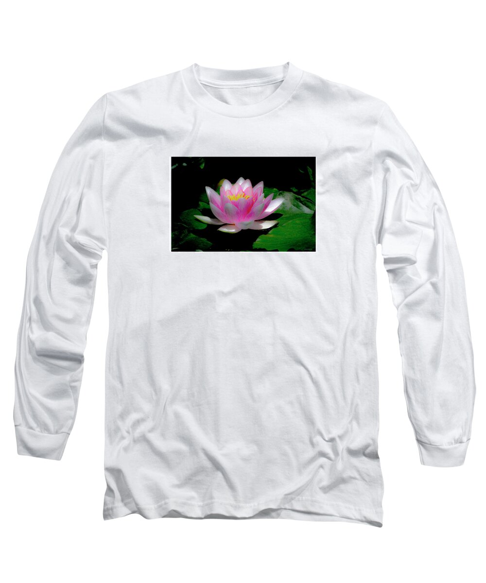 Water Long Sleeve T-Shirt featuring the photograph White Bordered Water Lily by Diane Lindon Coy