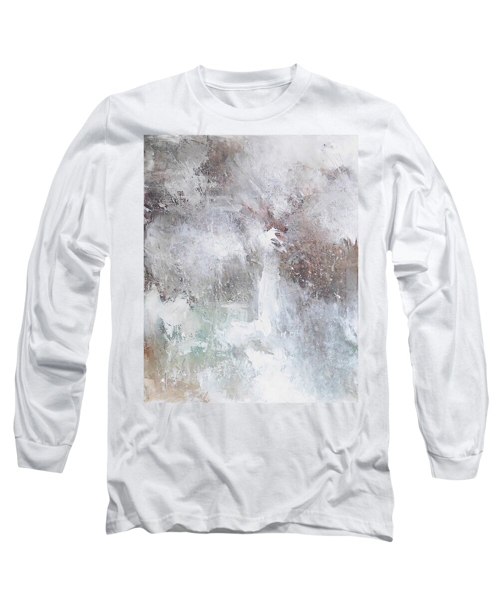 Abstract Long Sleeve T-Shirt featuring the painting White Out by Ron Halfant