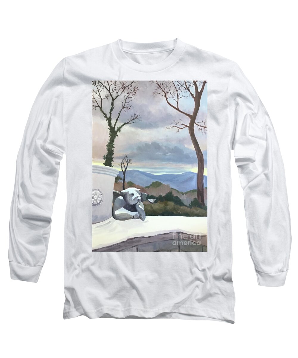 Biltmore Long Sleeve T-Shirt featuring the painting Winter at the Biltmore by Anne Marie Brown