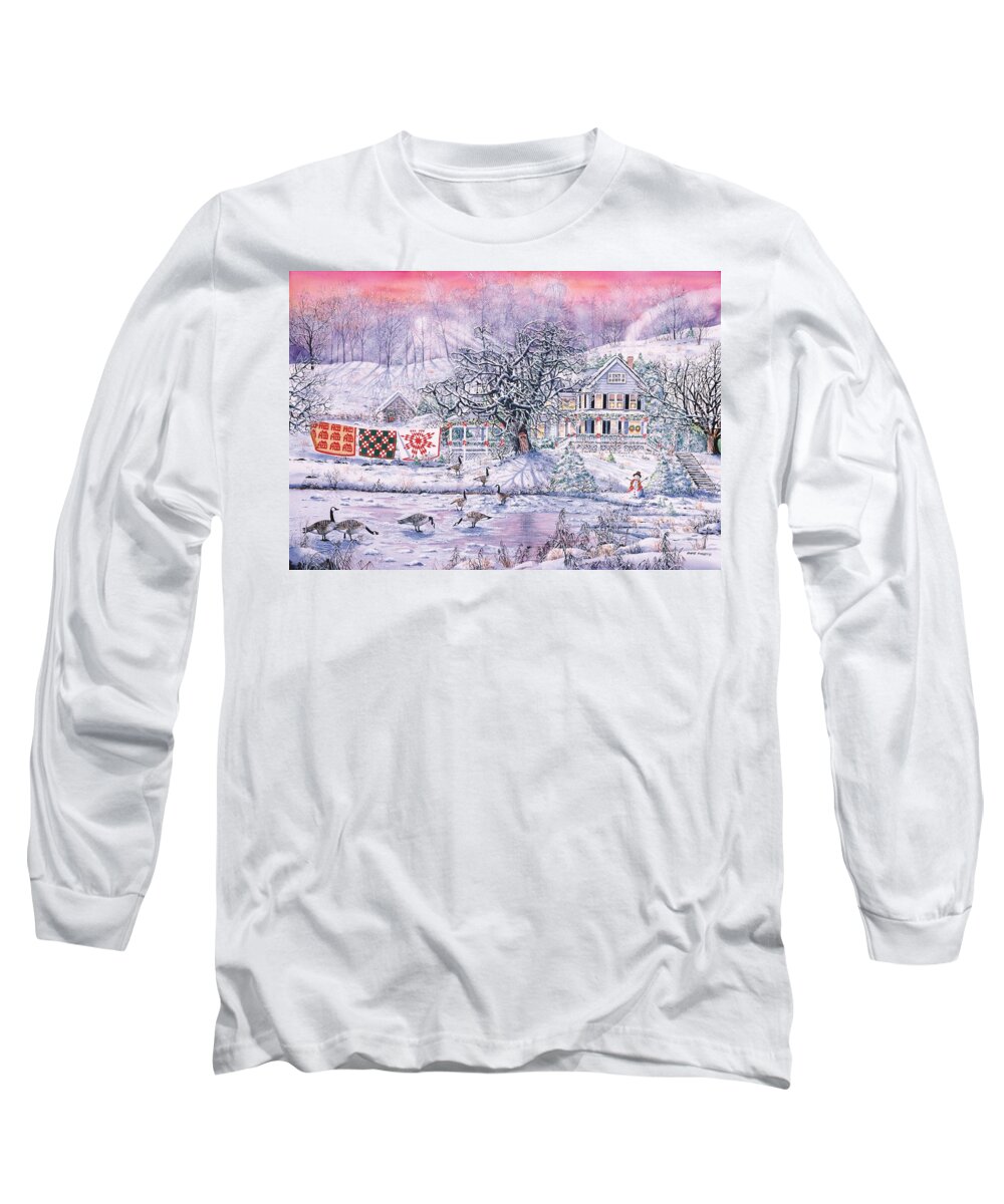 Winter Long Sleeve T-Shirt featuring the painting Winter Magic by Diane Phalen