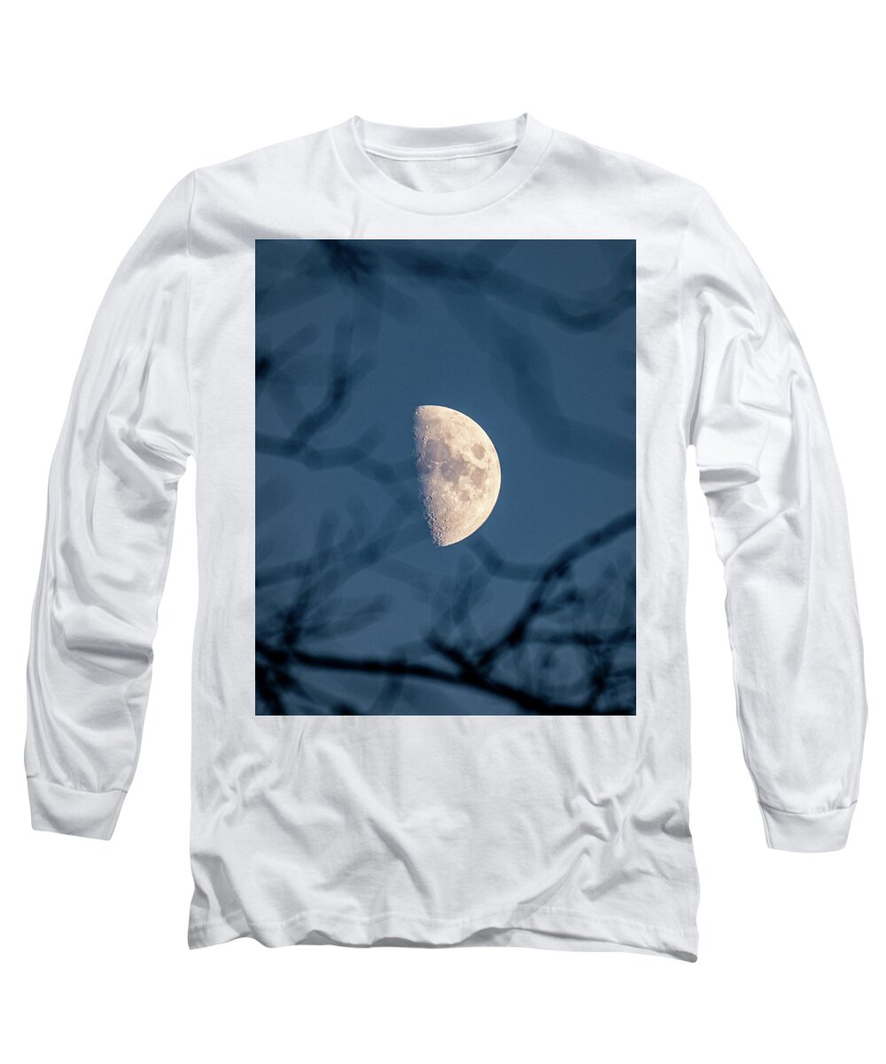 Moon Through The Trees Long Sleeve T-Shirt featuring the photograph Winter Moon by Rick Nelson