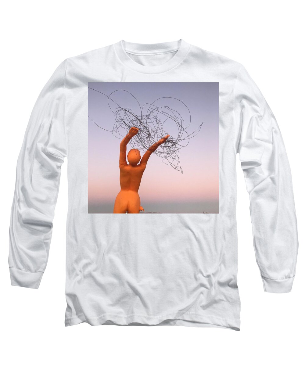 Sculpture Long Sleeve T-Shirt featuring the photograph Wires in Space by Perry Hoffman copyright twentytwenty
