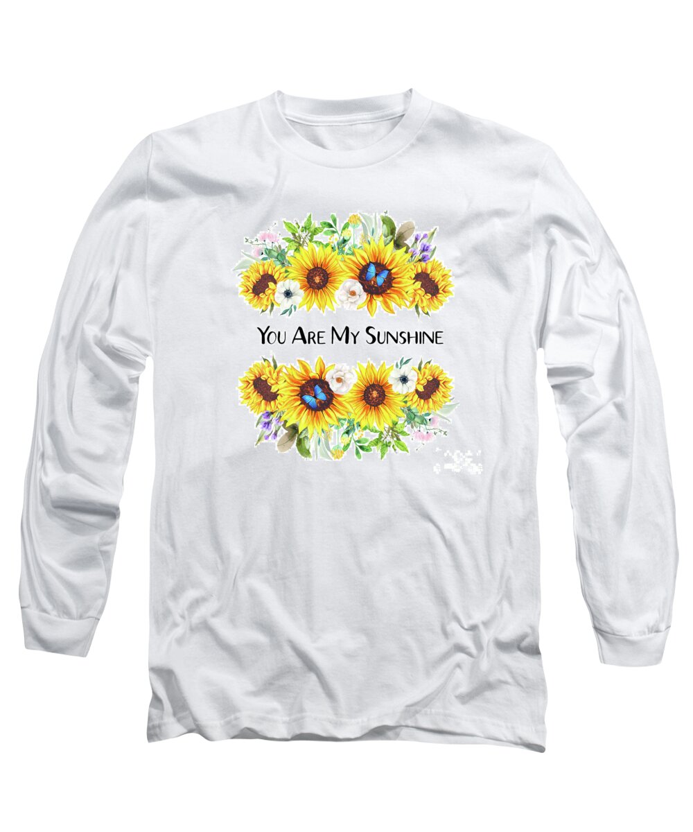 Sunflowers Long Sleeve T-Shirt featuring the painting You Are My Sunshine by Tina LeCour