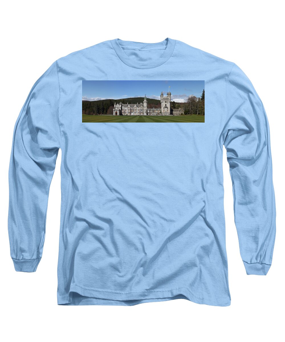 Balmoral Castle Long Sleeve T-Shirt featuring the photograph Balmoral Castle in Panorama by Maria Gaellman