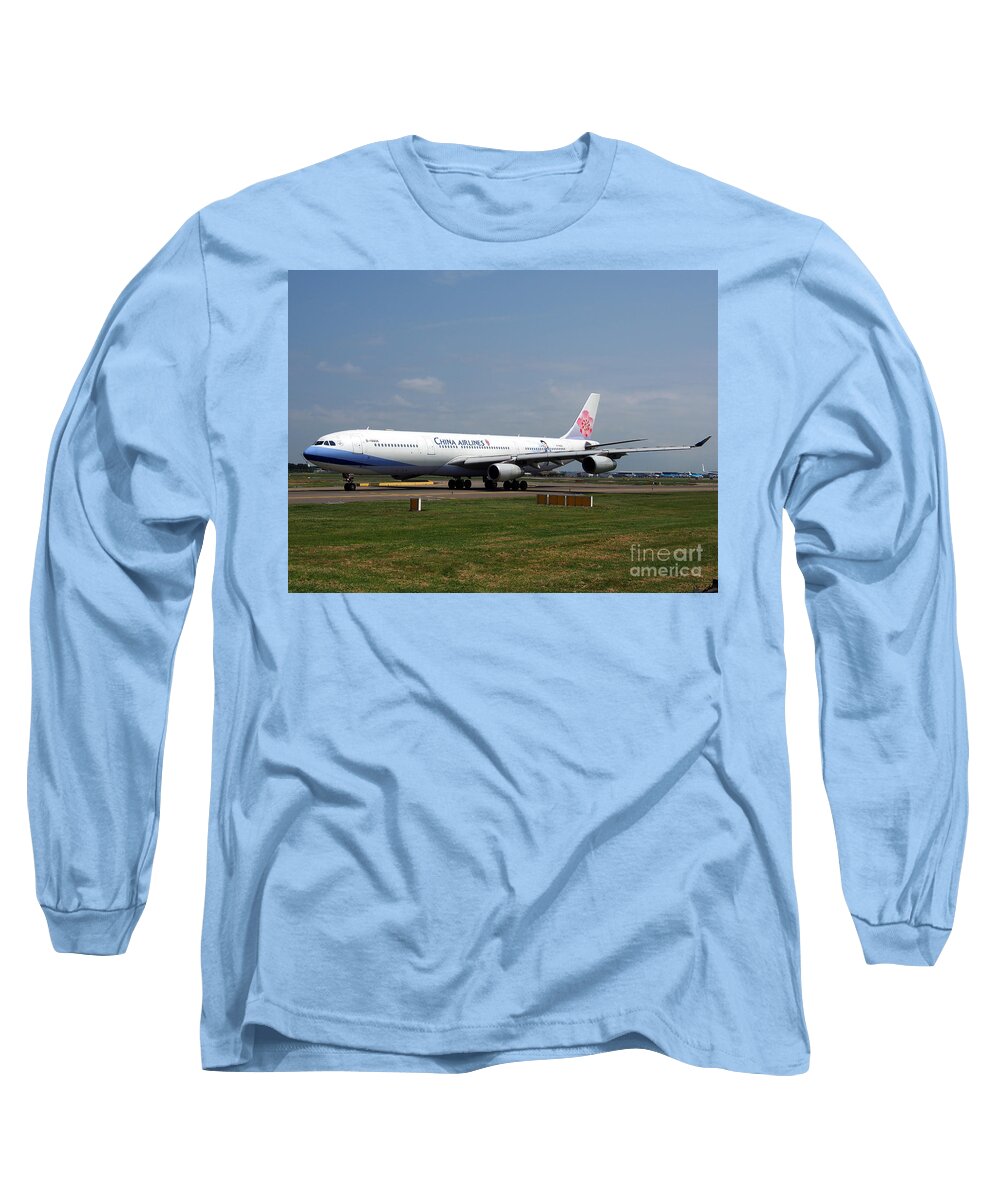737 Long Sleeve T-Shirt featuring the photograph China Airlines Airbus A340 #1 by Paul Fearn