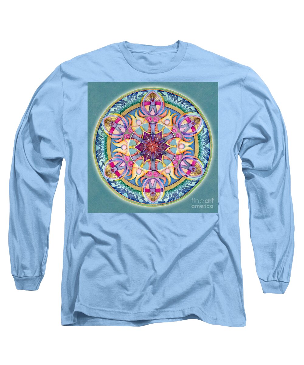 Mandala Long Sleeve T-Shirt featuring the painting I Am Enough Mandala by Jo Thomas Blaine