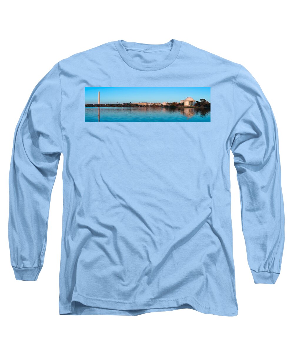 Photography Long Sleeve T-Shirt featuring the photograph Jefferson Memorial And Washington #1 by Panoramic Images