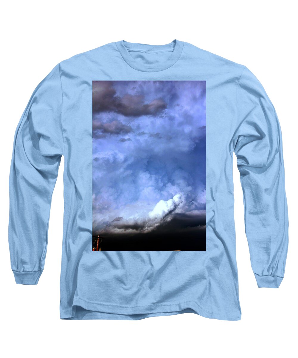 Stormscape Long Sleeve T-Shirt featuring the photograph There Be a Storm a Brewin in Nebraska #1 by NebraskaSC