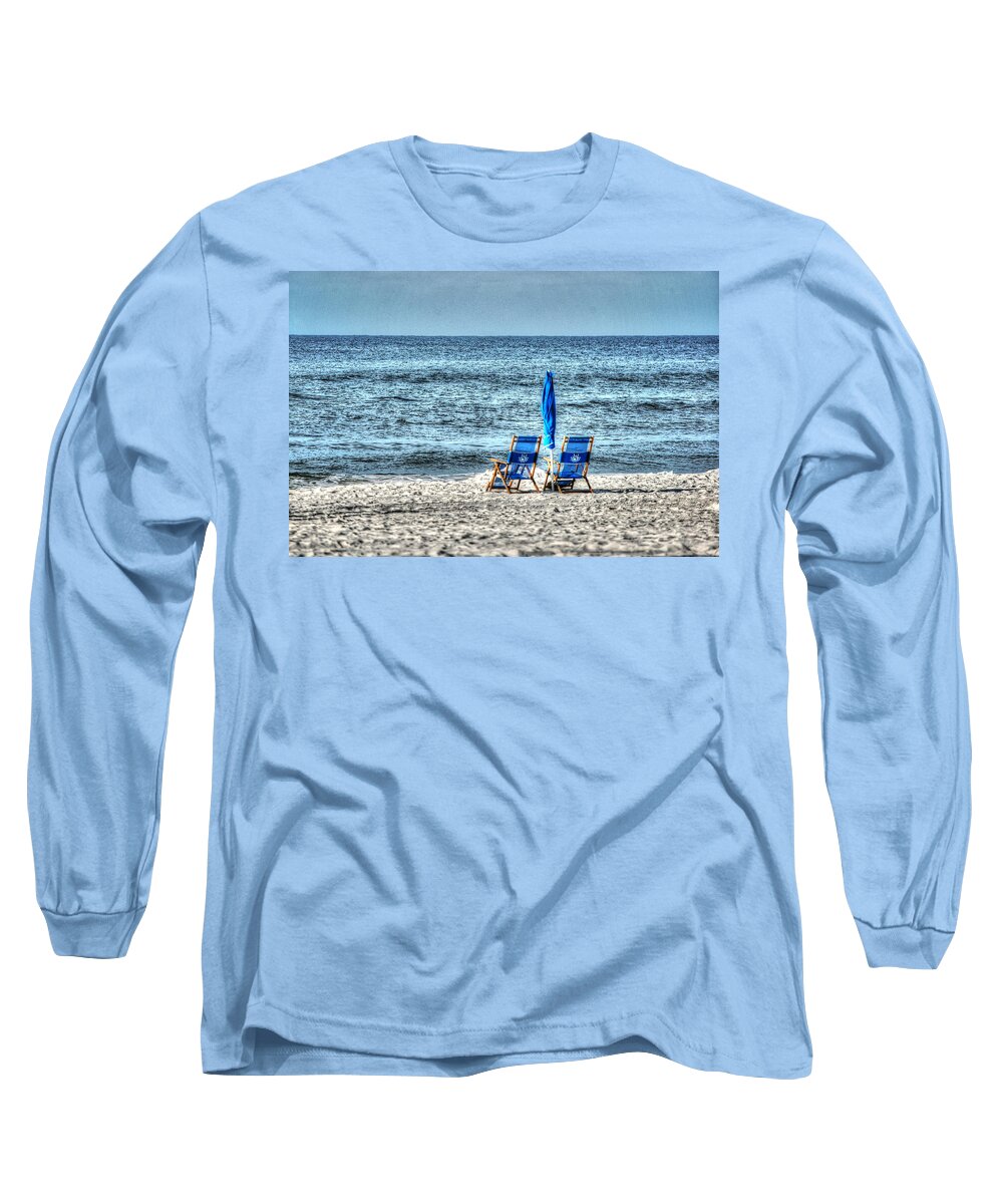 Alabama Long Sleeve T-Shirt featuring the digital art 2 Chairs and Umbrella by Michael Thomas