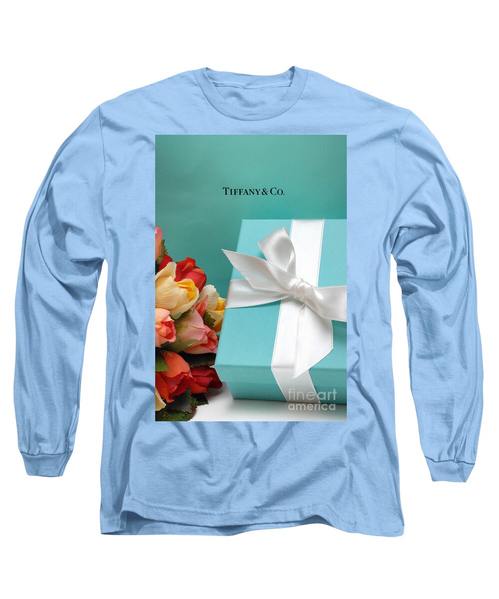 Anniversary Long Sleeve T-Shirt featuring the photograph Little Blue Gift Box #2 by Amy Cicconi