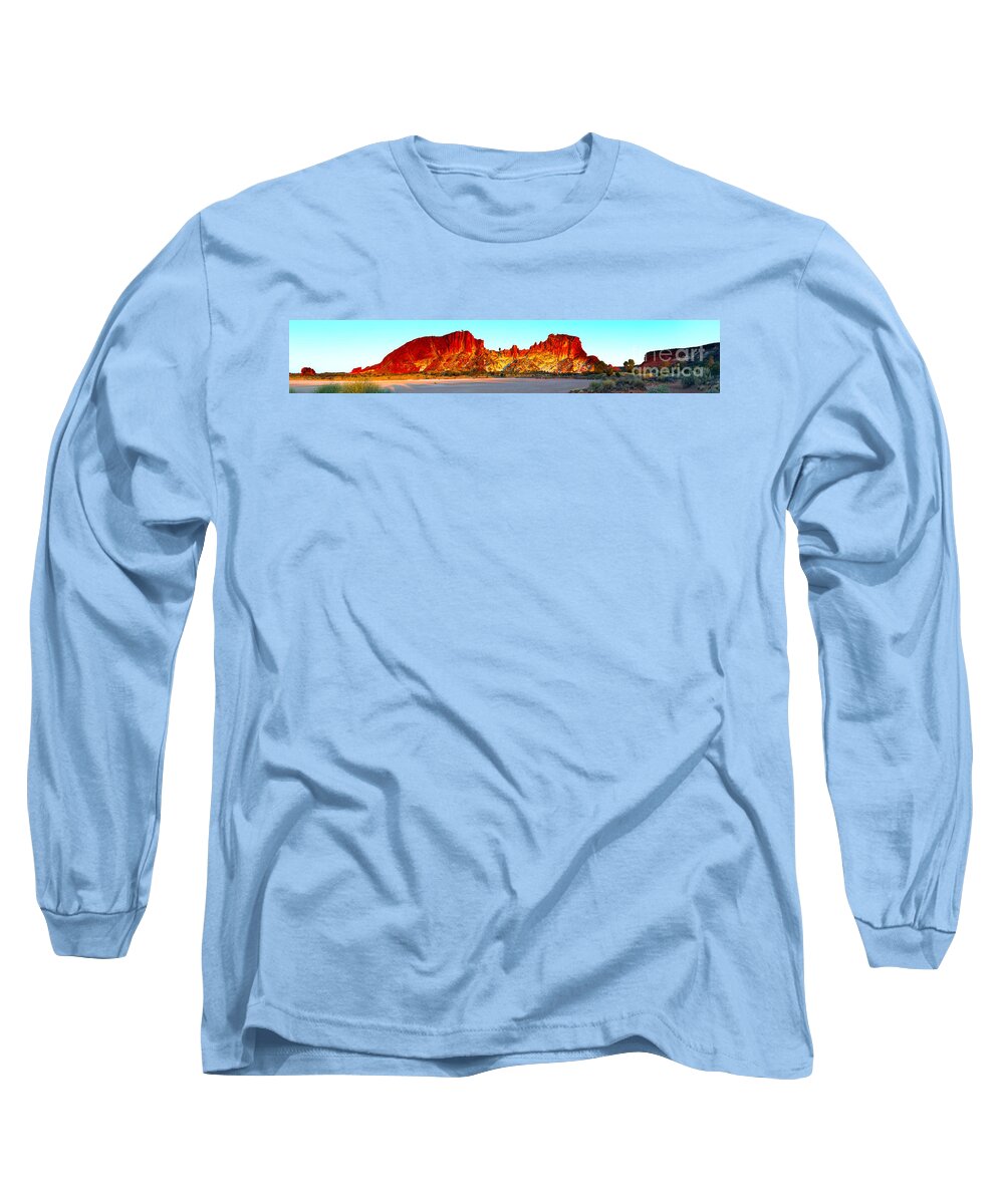 Rainbow Valley Outback Landscape Australian Central Australia Clay Pan Dry Arid Panorama Panoramic Long Sleeve T-Shirt featuring the photograph Rainbow Valley #32 by Bill Robinson