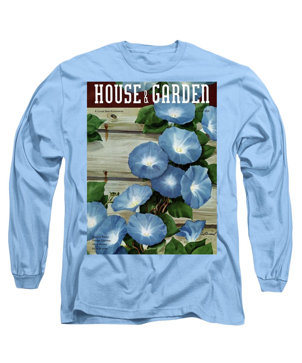 Illustration Long Sleeve T-Shirt featuring the photograph A House And Garden Cover Of Flowers by Carl Broemel