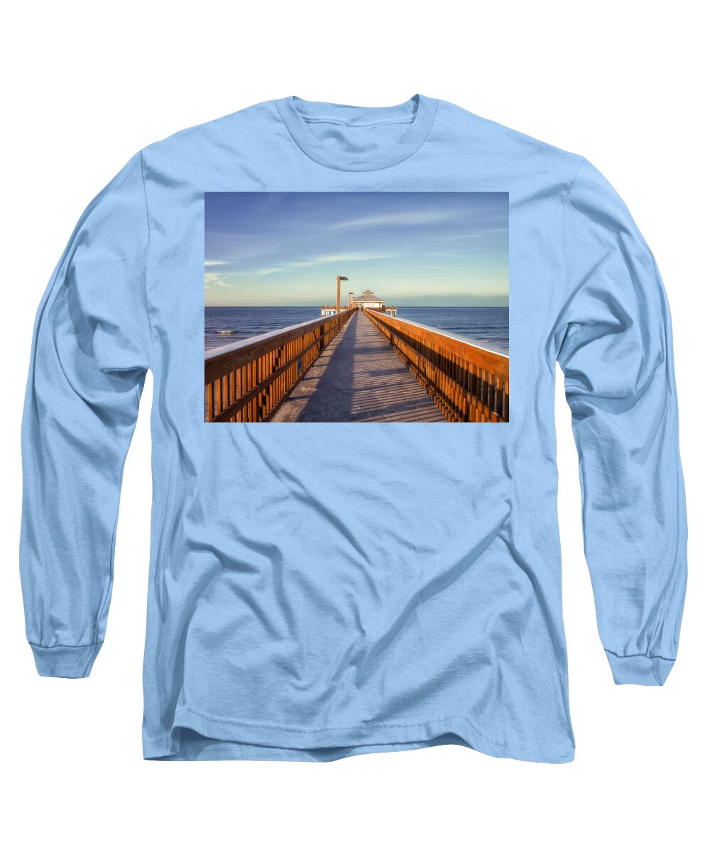 Pier Long Sleeve T-Shirt featuring the photograph A Long Walk by Kim Hojnacki