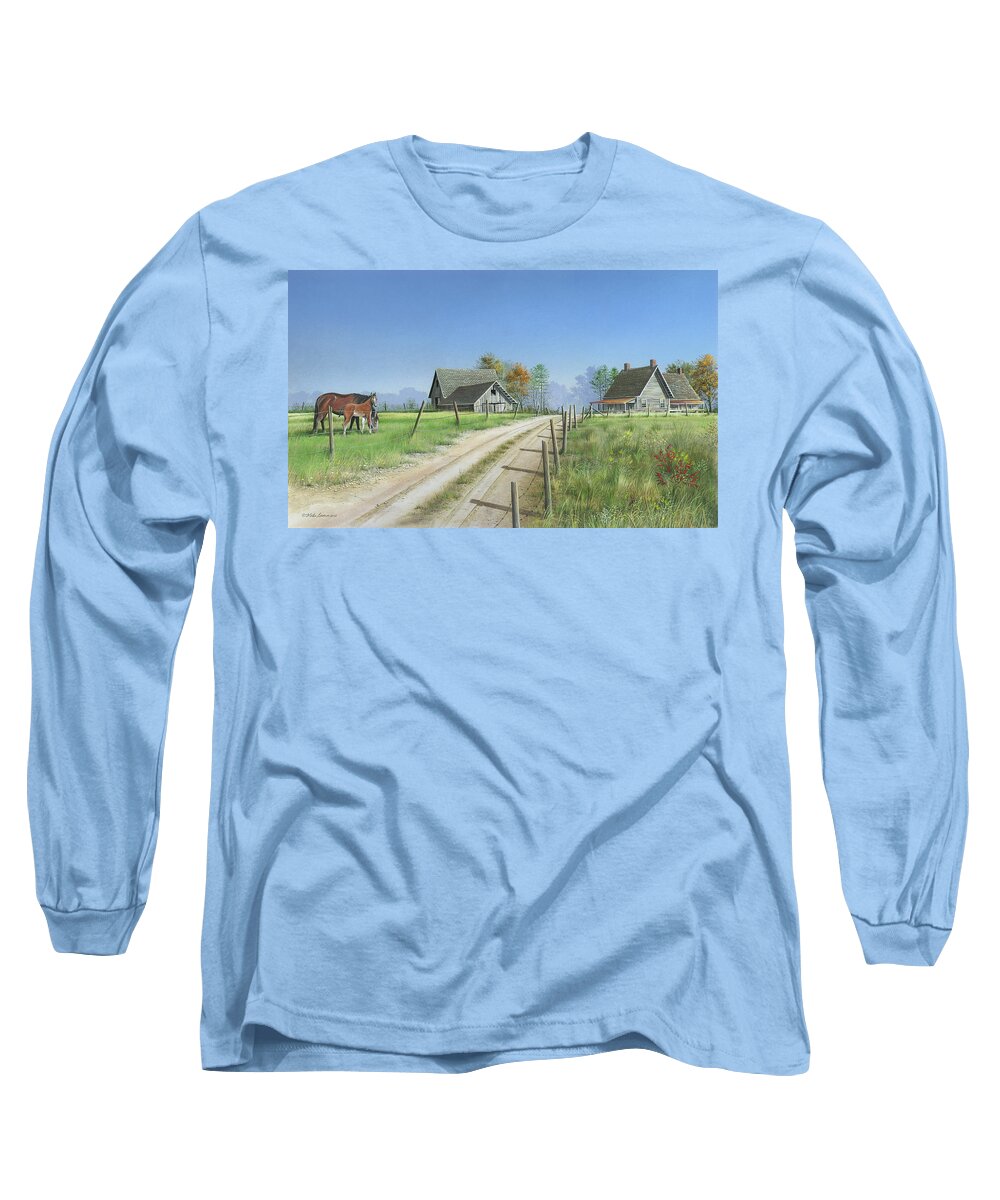 Landscape Long Sleeve T-Shirt featuring the painting A New Beginning by Mike Brown