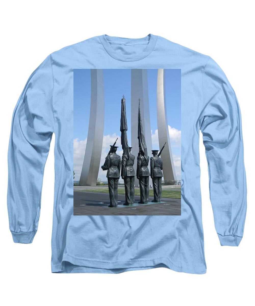 The National Air Force Memorial Long Sleeve T-Shirt featuring the photograph At Attention by Jean Goodwin Brooks