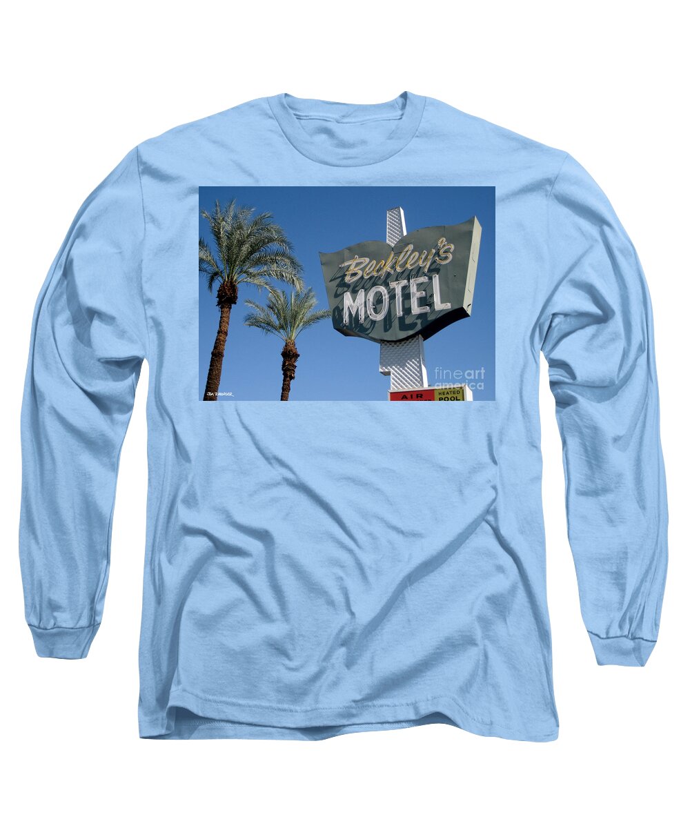 Googie Long Sleeve T-Shirt featuring the digital art Beckley's Motel Cathedral City by Jim Zahniser