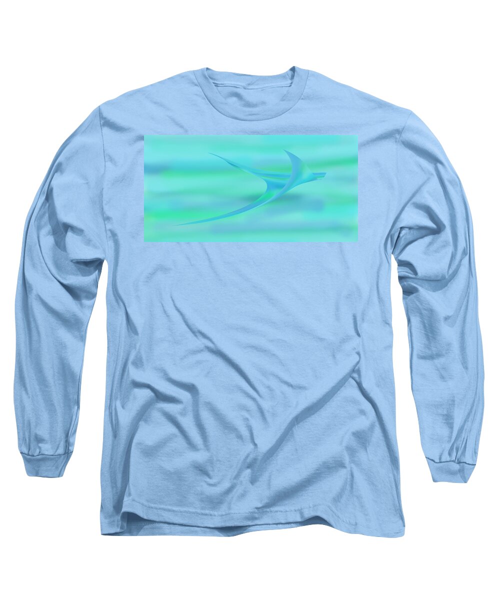 Abstract Long Sleeve T-Shirt featuring the digital art Blue Ray by Stephanie Grant