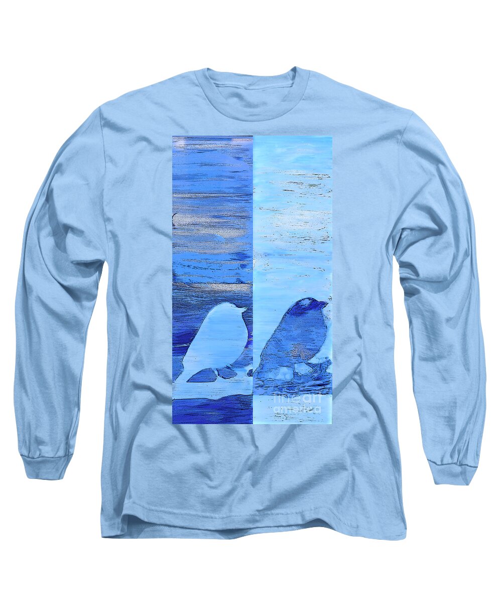 Bluebirds Long Sleeve T-Shirt featuring the painting Bluebirds by Shelley Myers