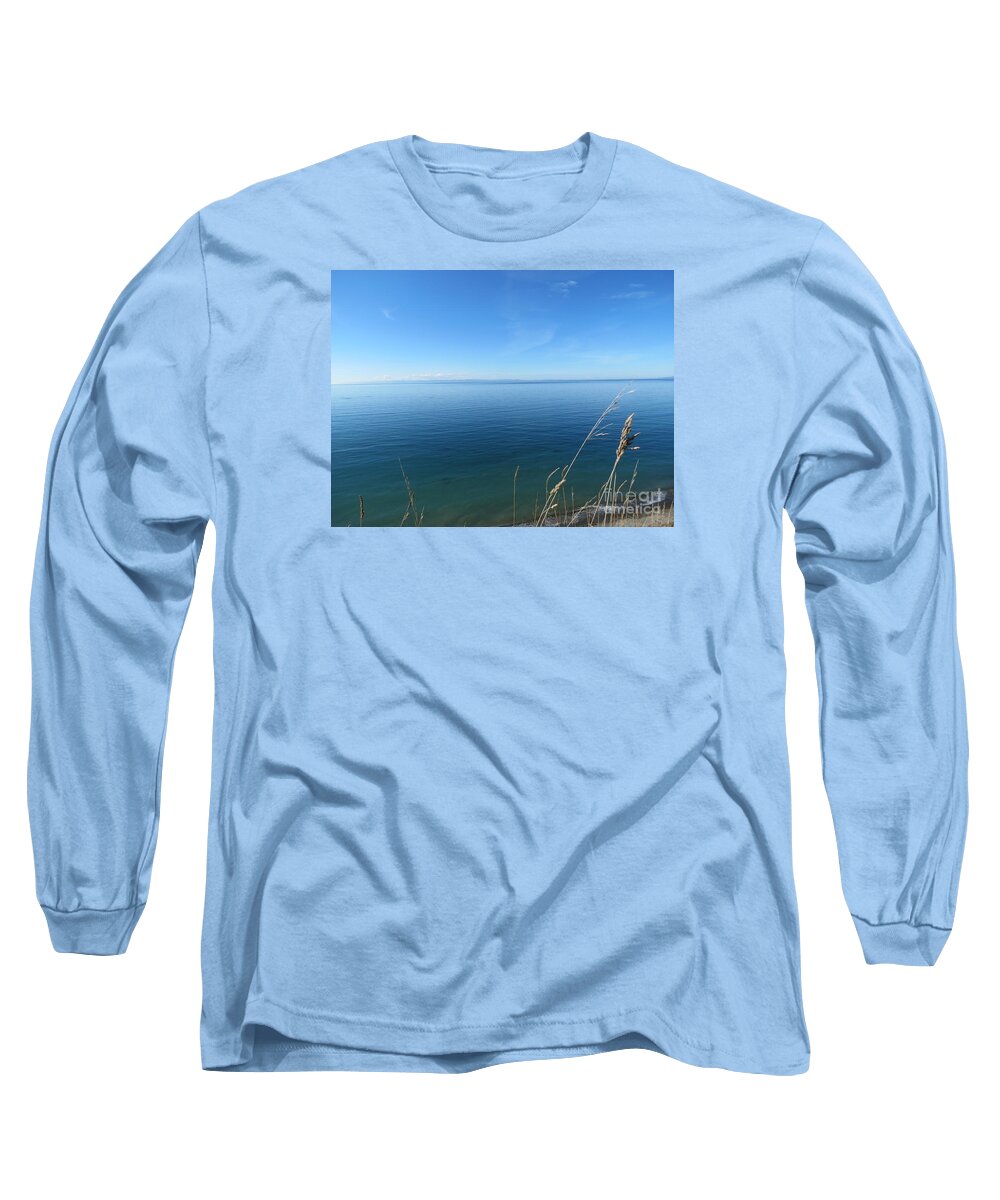 Ocean Long Sleeve T-Shirt featuring the photograph Breeze in blue by LeLa Becker
