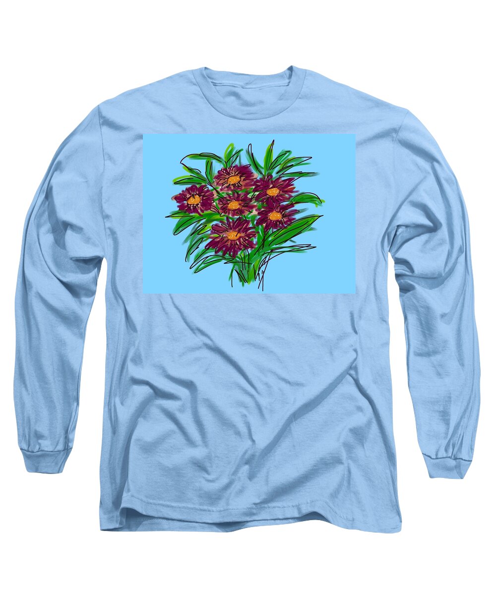 Floral Long Sleeve T-Shirt featuring the digital art Bunch of Daisies by Christine Fournier