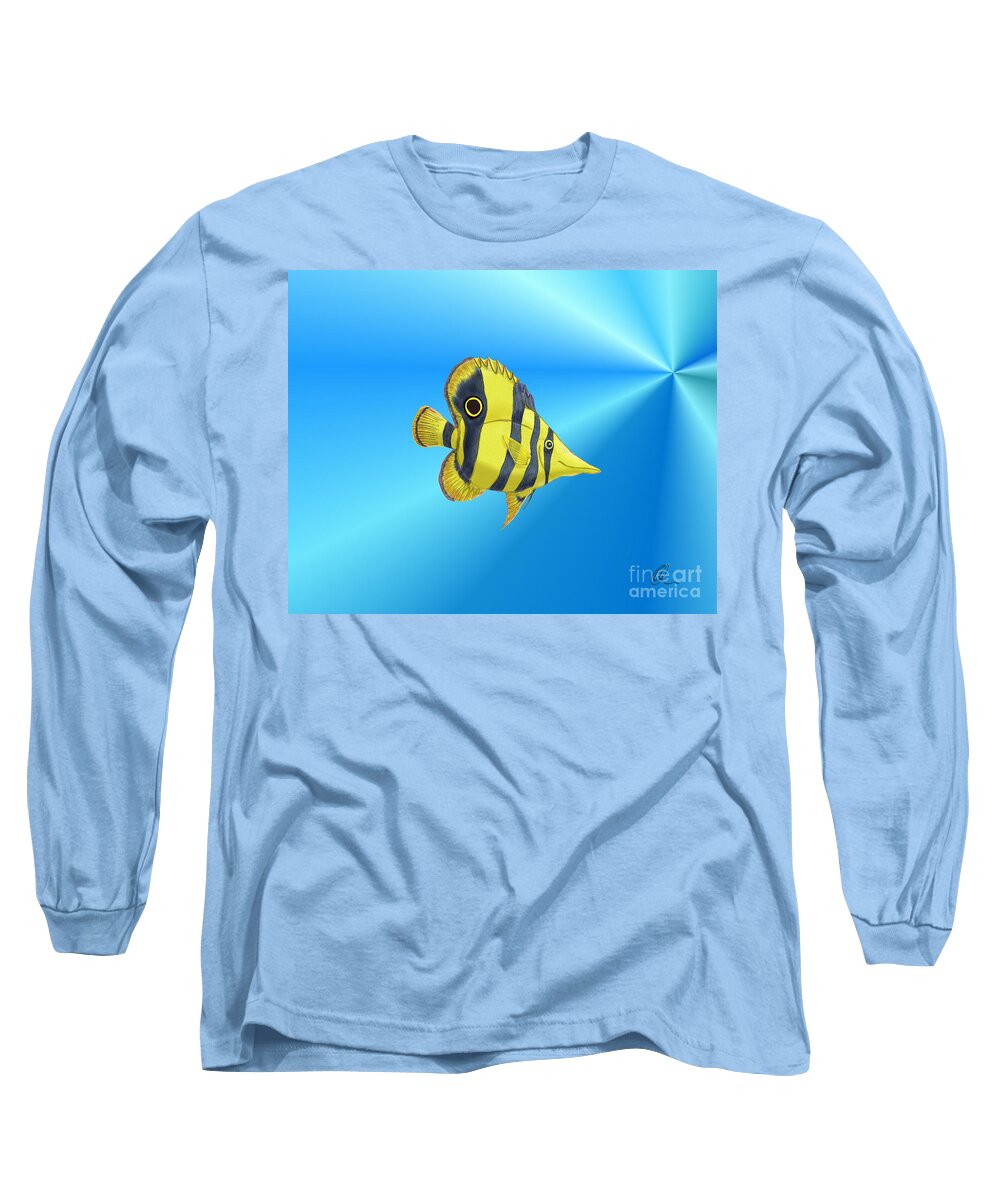 Fish Long Sleeve T-Shirt featuring the digital art Butterfly Fish by Chris Thomas